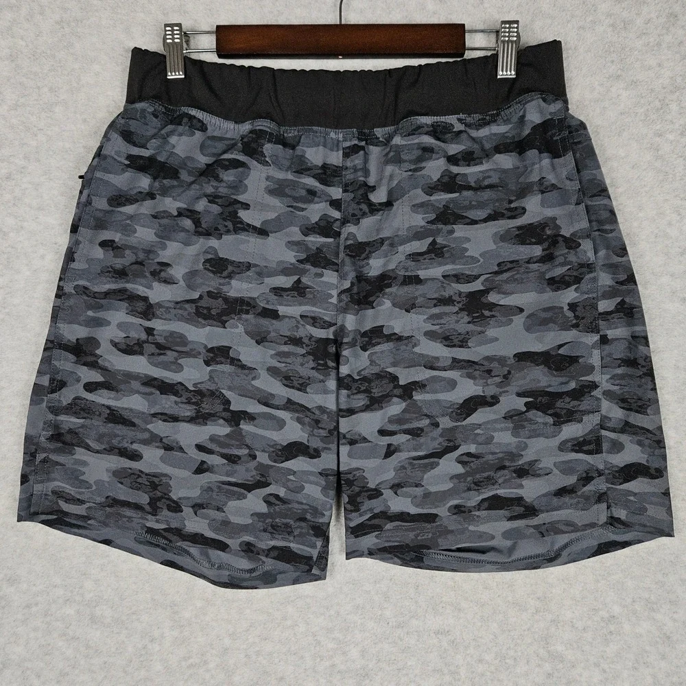 Free Fly Men Large Gray Shorts Breeze Active Camo Lined Athletic Gym Performance